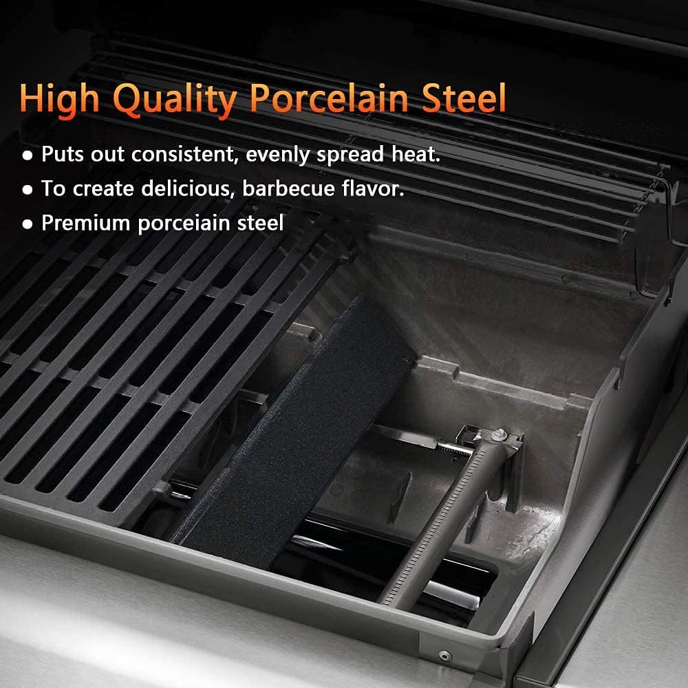Denmay 7635 38,8cm Porzellan-emailliert Flavorizer Bars für Weber Spirit E/S 210 220 (mit vorderen Brennerknöpfen), Spirit E210 S210 E220 S220, Brennerabdeckung Aromaschienen Ersatzteile 3 Stück