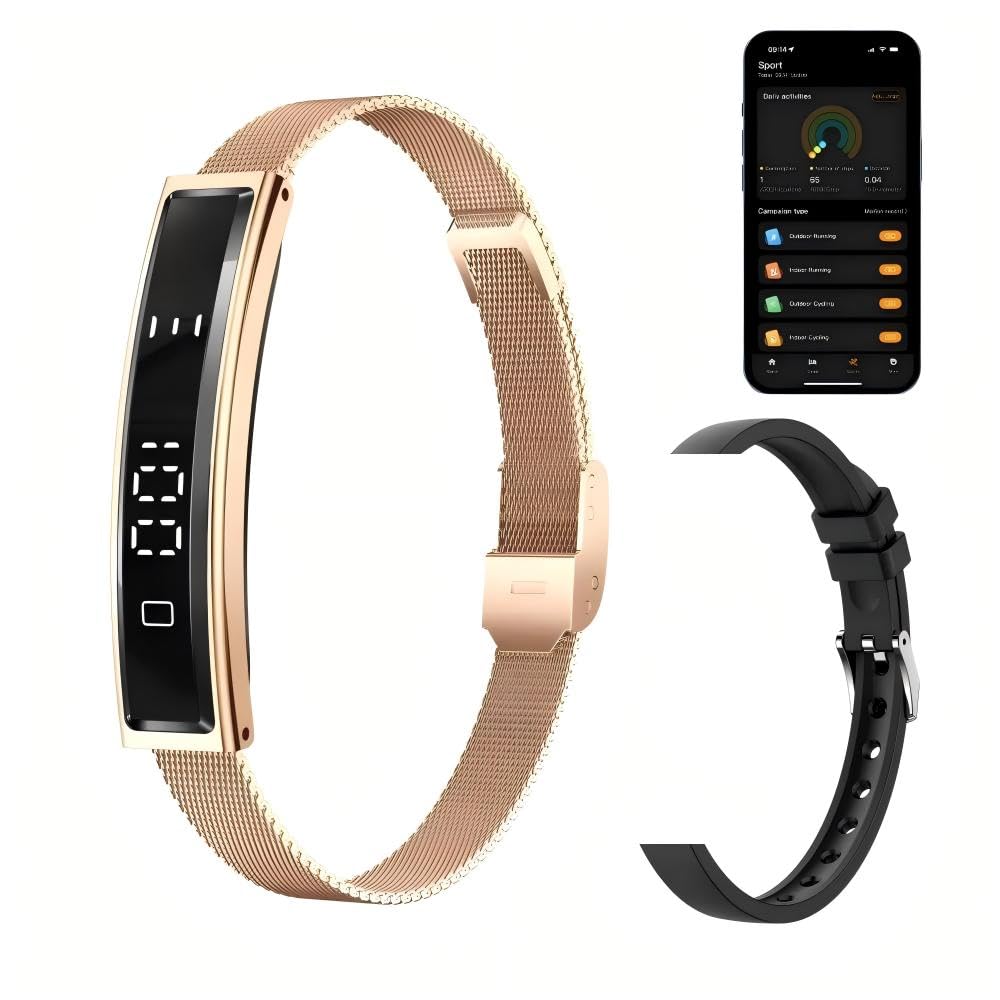 Health Smart Bracelet,Fitness Tracker with Heart Rate, Sleep Monitoring, Blood Oxygen, Step Counting for iOS and Android, No Subscription Fee, Waterproof(Gold)-image-18