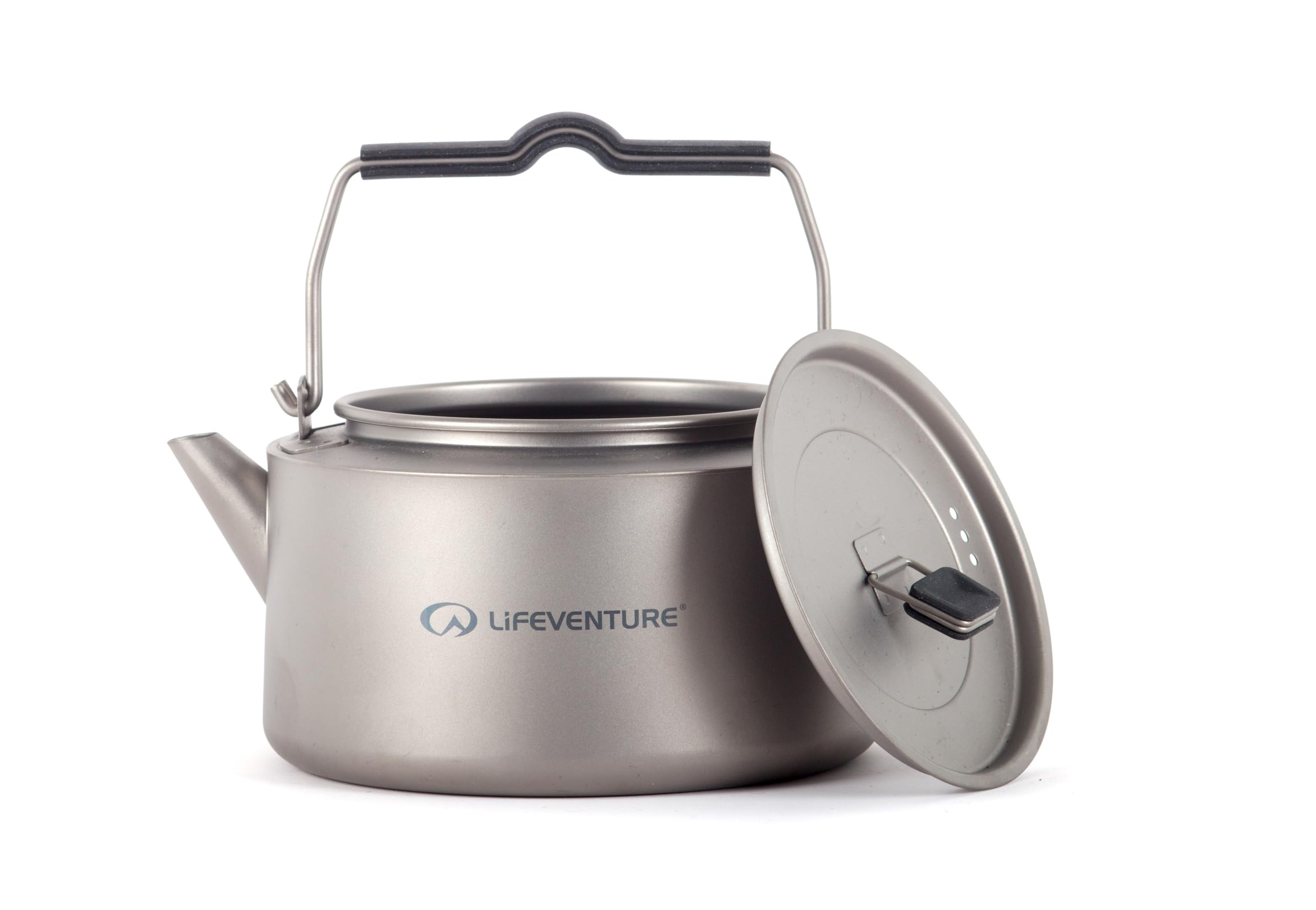 Lifeventure Hervidor de agua superligero de titanio de 1 litro con asas plegables, boquilla fácil de verter y tapa ventilada