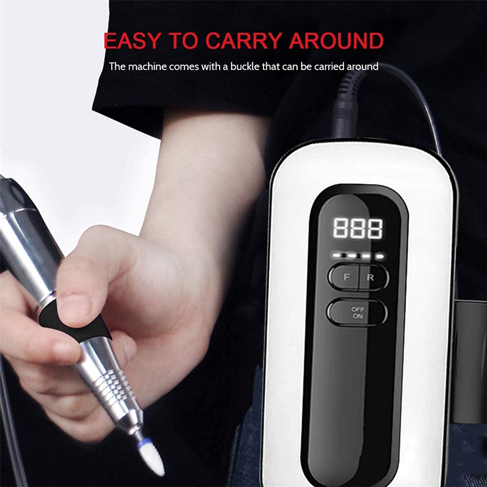 Electric Nail Drill Nails Art File Set Manicure Elettrico, Kit Smerigliatrice Per Unghie Tampone Per Unghie Portatile Multi-funzione Smalto Per Unghie Naturale Grindin | IT - Foto 3