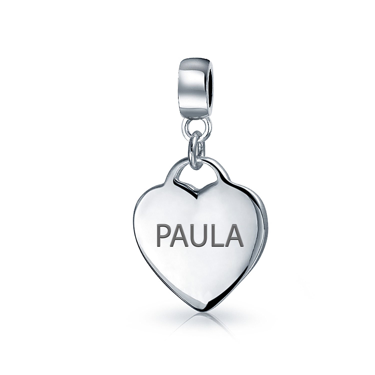 Bling Jewelry Personalizzato Alfabeto Iniziale A-Z Monogramma Cuore Forma Tag Dangle Charm Bead Per Le Donne Fidanzata .925 Sterling Silver Si Adatta Bracciale Europeo