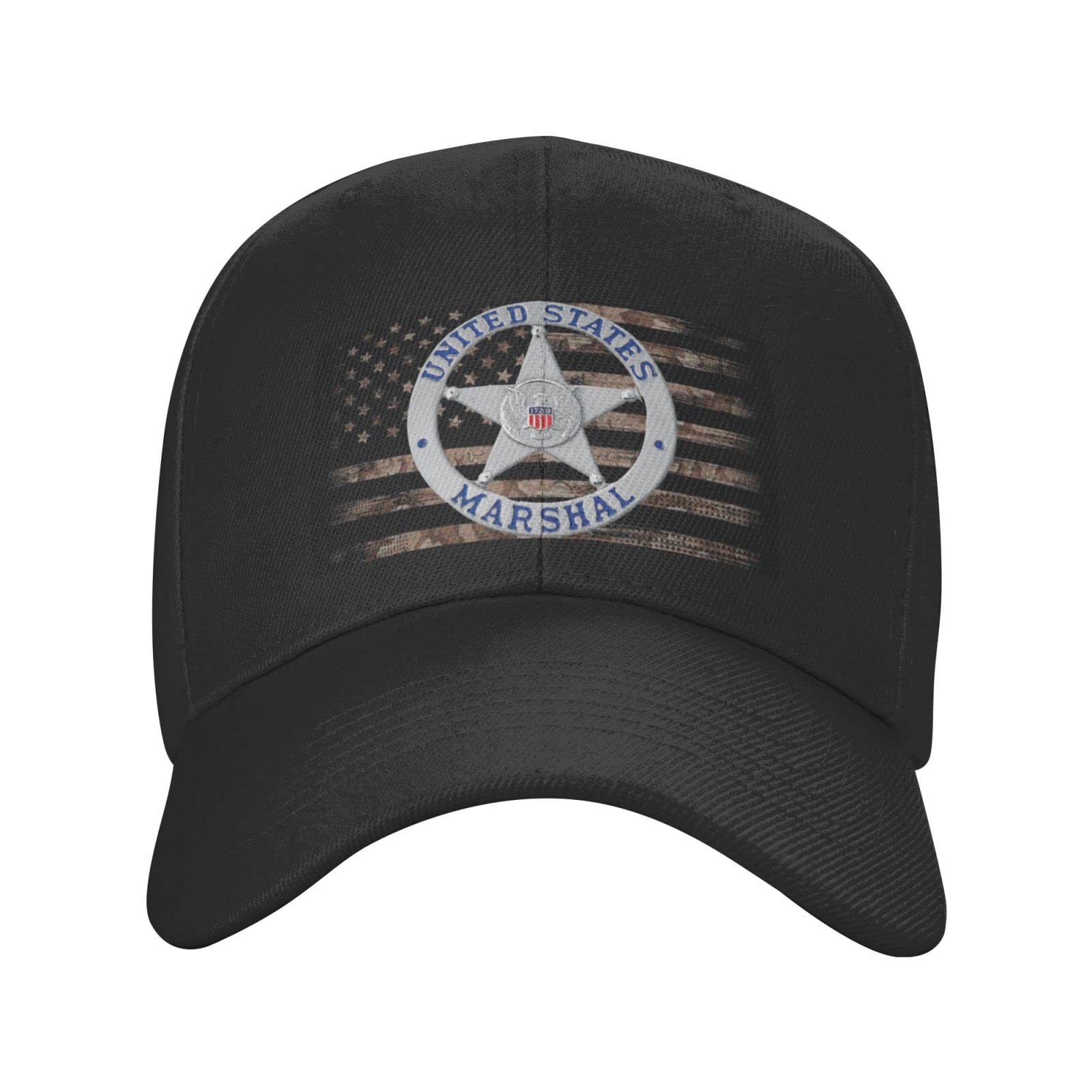 US Marshal Badge Adjustable Cotton Peaked Cap Available for Men Women Black