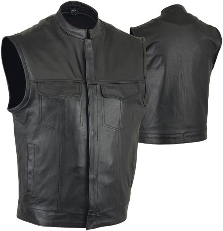 SOA Motorcycle Vest, Gun Pockets, Snaps/Zipper, Naked Cowhide, McVests Label