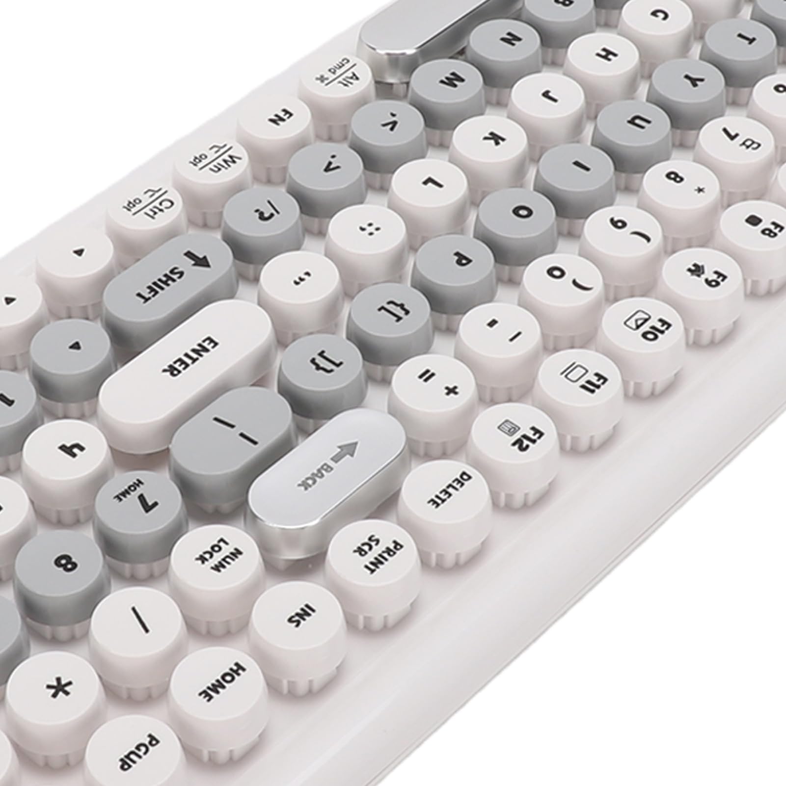 Lindo Juego de Mouse y Teclado, Retro, Teclas Redondas (White)
