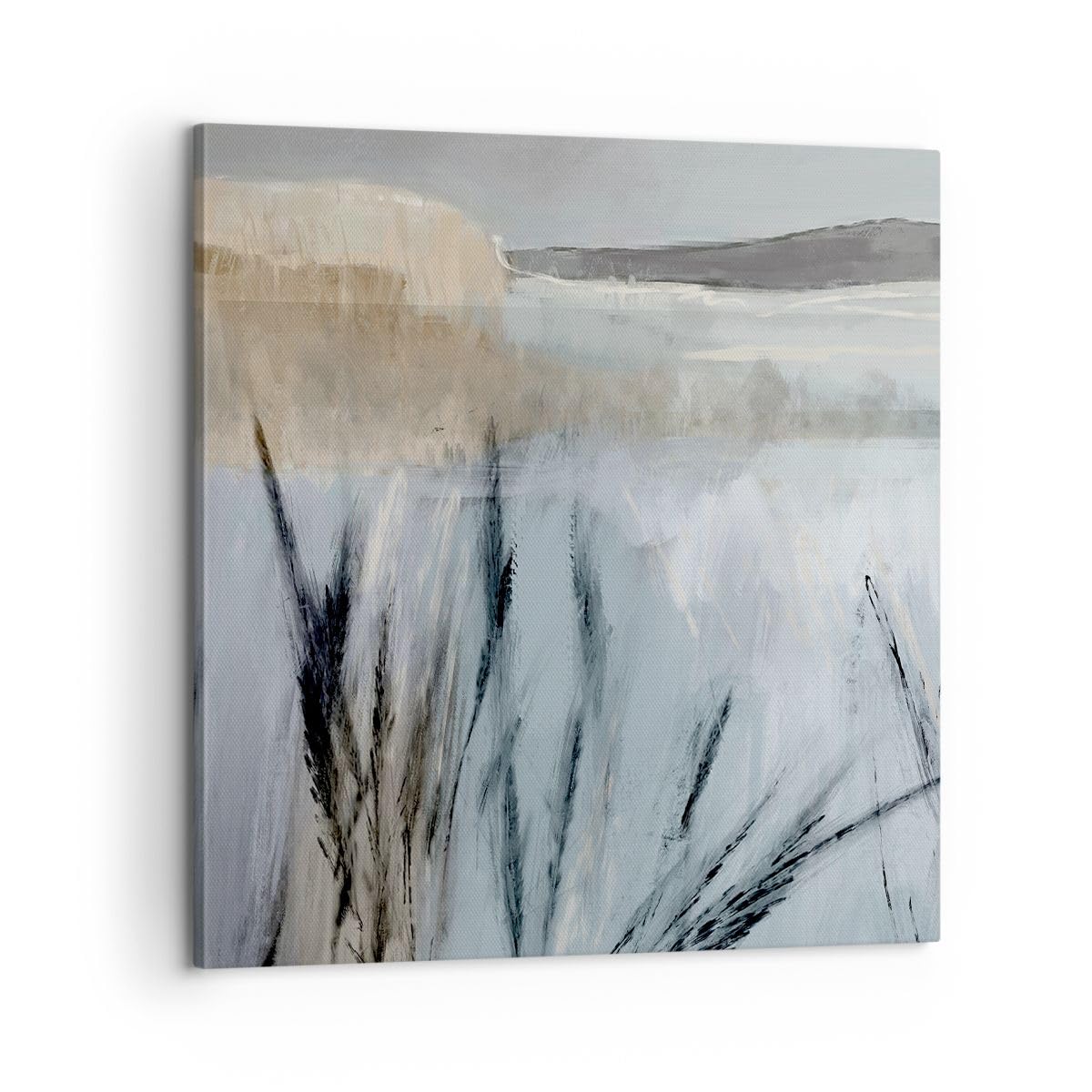 Cuadro sobre Lienzo 60x60cm Moderno Cuadrado Abstracto Botánica - 5628 | Brillante Minimalismo Pedazo Cuadro Decorativo Grande Arte mural Decoración del Hogar Salón Dormitorio Cuadros de Pared