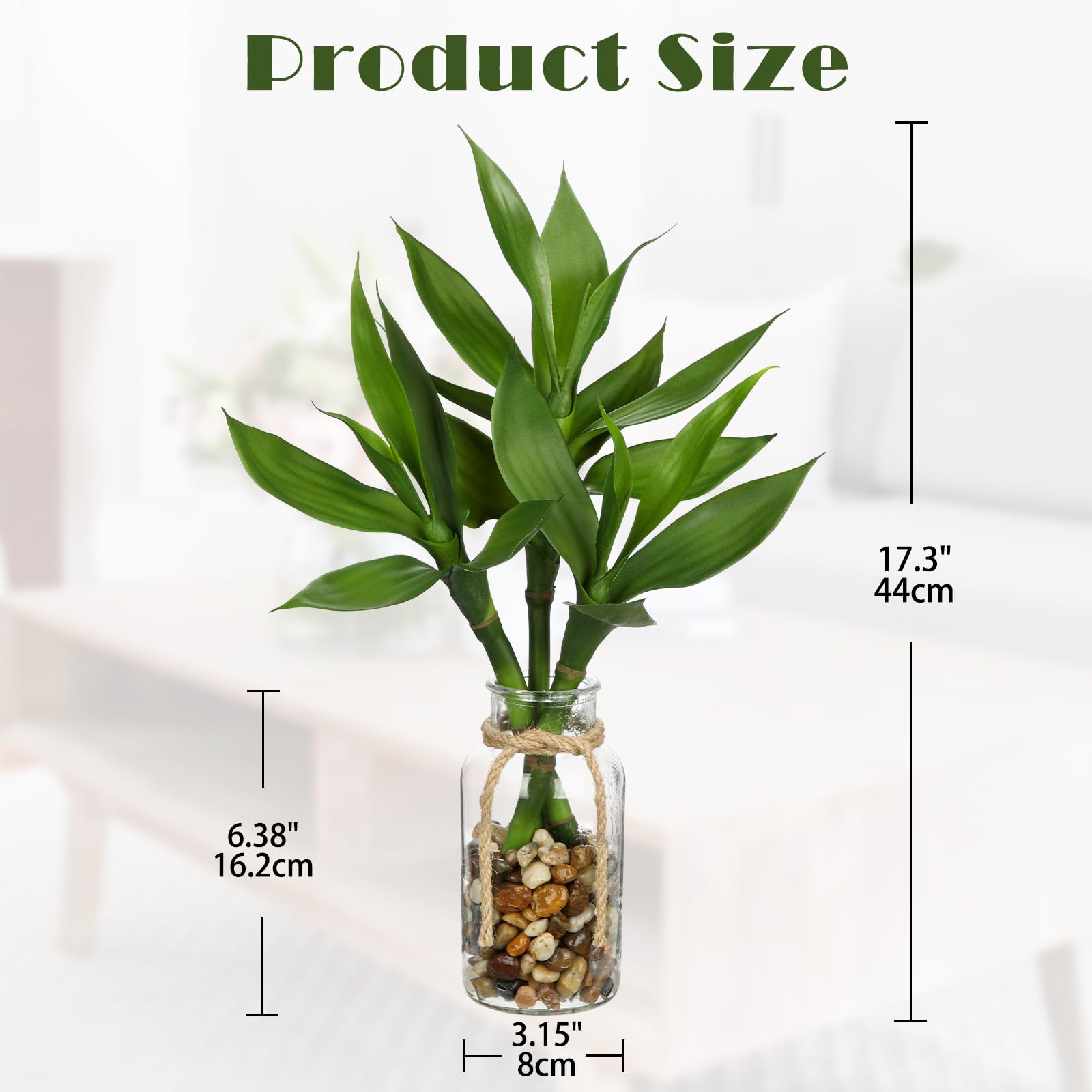 Amazon.com: GnFlus Artificial Lucky Bamboo Plant 17.3 Fake Plant in Glass  Vase for Home Indoor Table Centerpieces Desk Office Living Room Bedroom  Decoration : Home & Kitchen