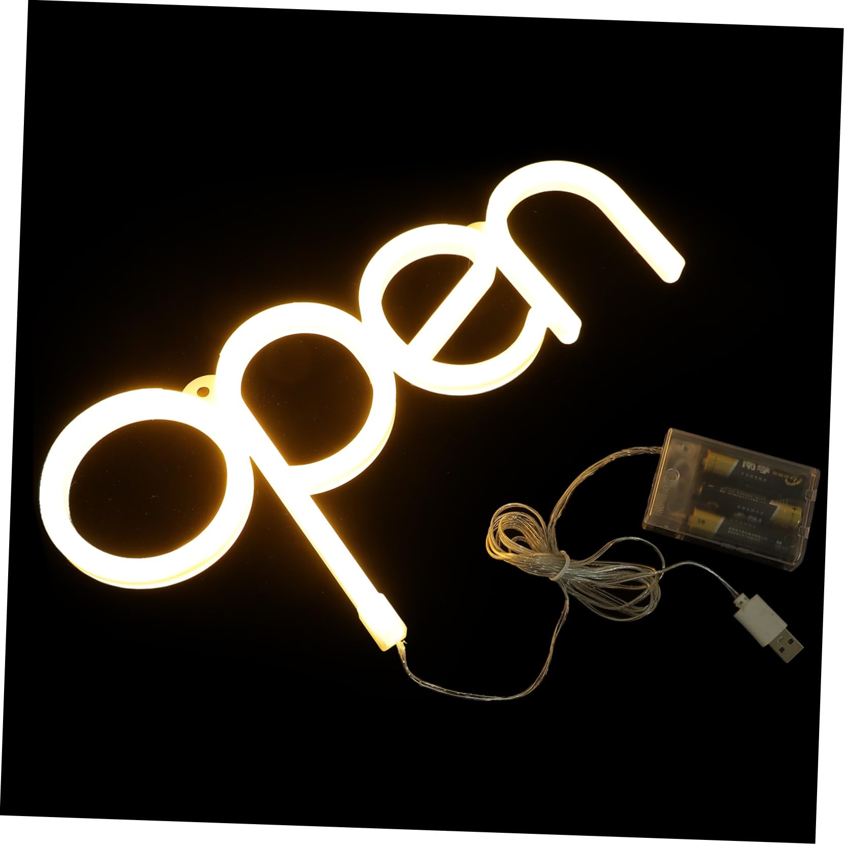Letrero De Neón Abierto Led Cálido Decoración De Pared Luz De Neón Para Tienda Bar Fiesta Iluminación Usb Batería