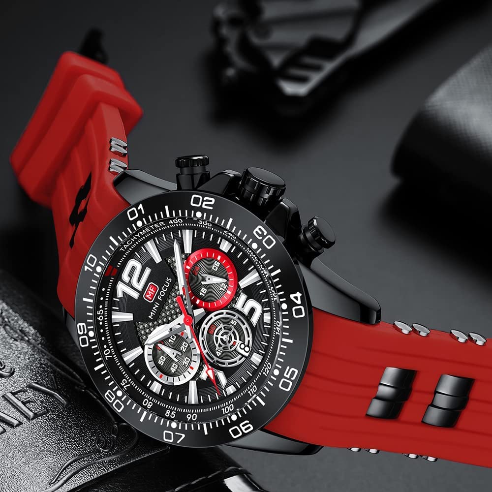 Męskie zegarki sportowe wojskowy wodoodporny wielofunkcyjny zegarek z chronografem świecący silikonowy pasek zegarki na co dzień dla mężczyzn moda biznesowy zegarek na rękę zegar, A1-czerwony, Modna