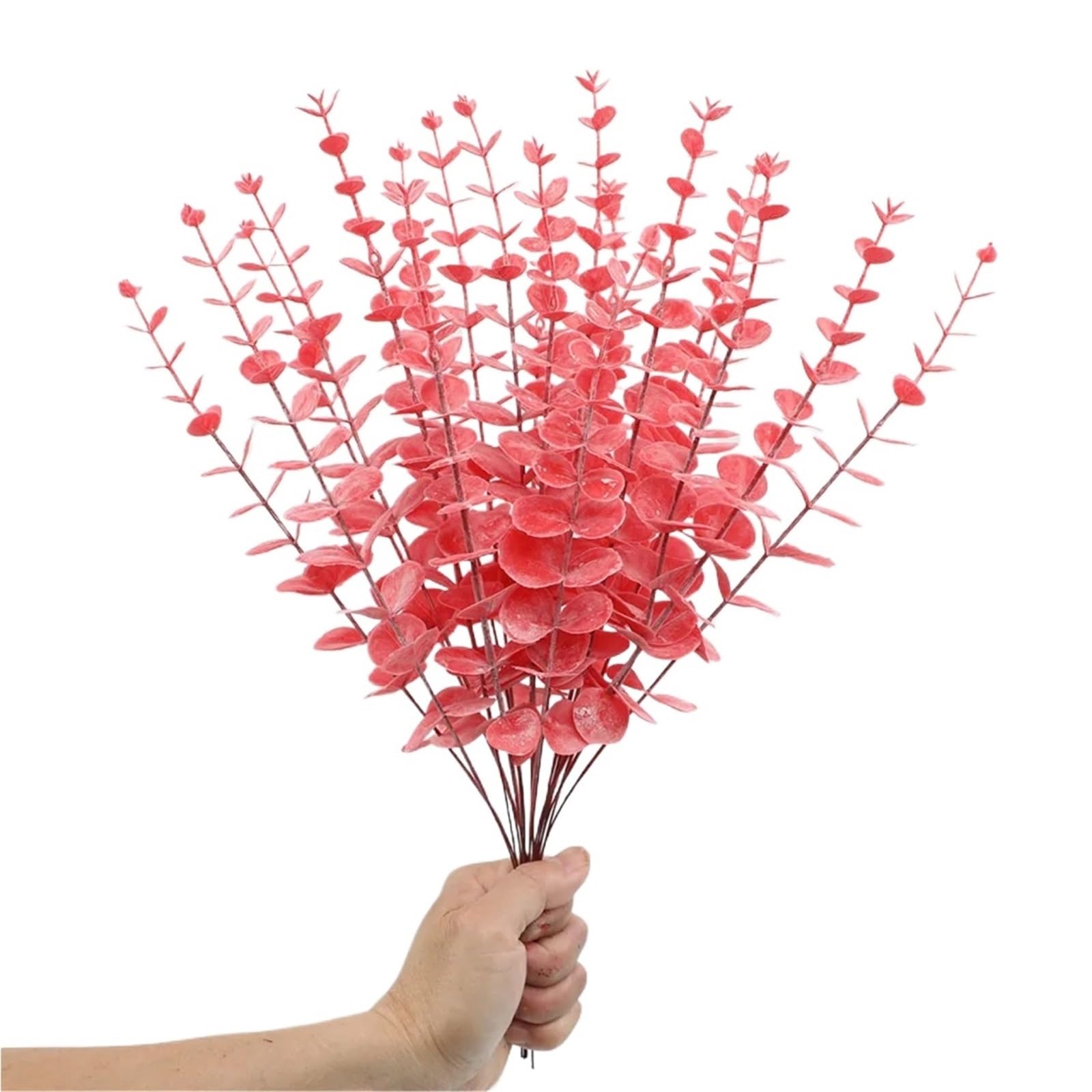 TGDGFKIAS Artificial Pine Branches, Xmas Glitter Artificial Pine Needles Eucalyptus Branch Pack Of 30 Multi Wedding Home Decor(Red Hanging Frost)