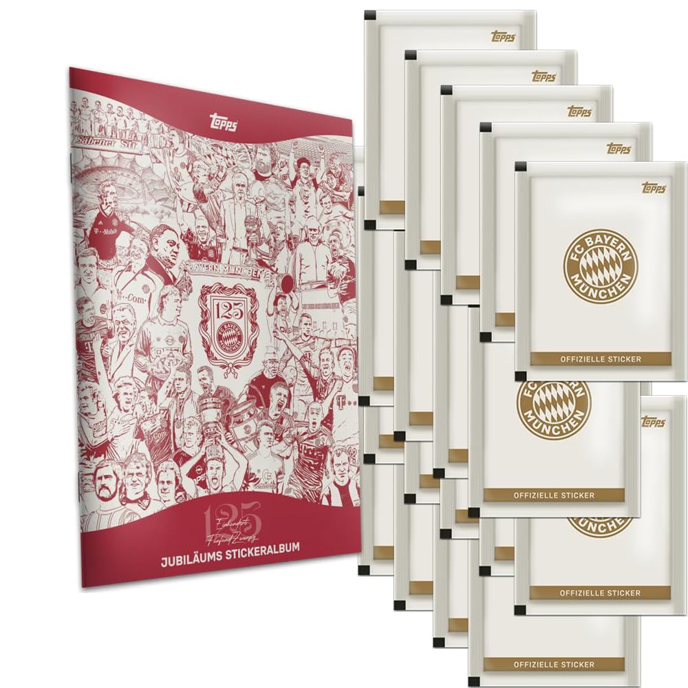 Bundle mit FC Bayern München - 125 Jahre - Sammelsticker - 1 Sammelalbum + 20 Tüten + exklusive collect-it Hüllen