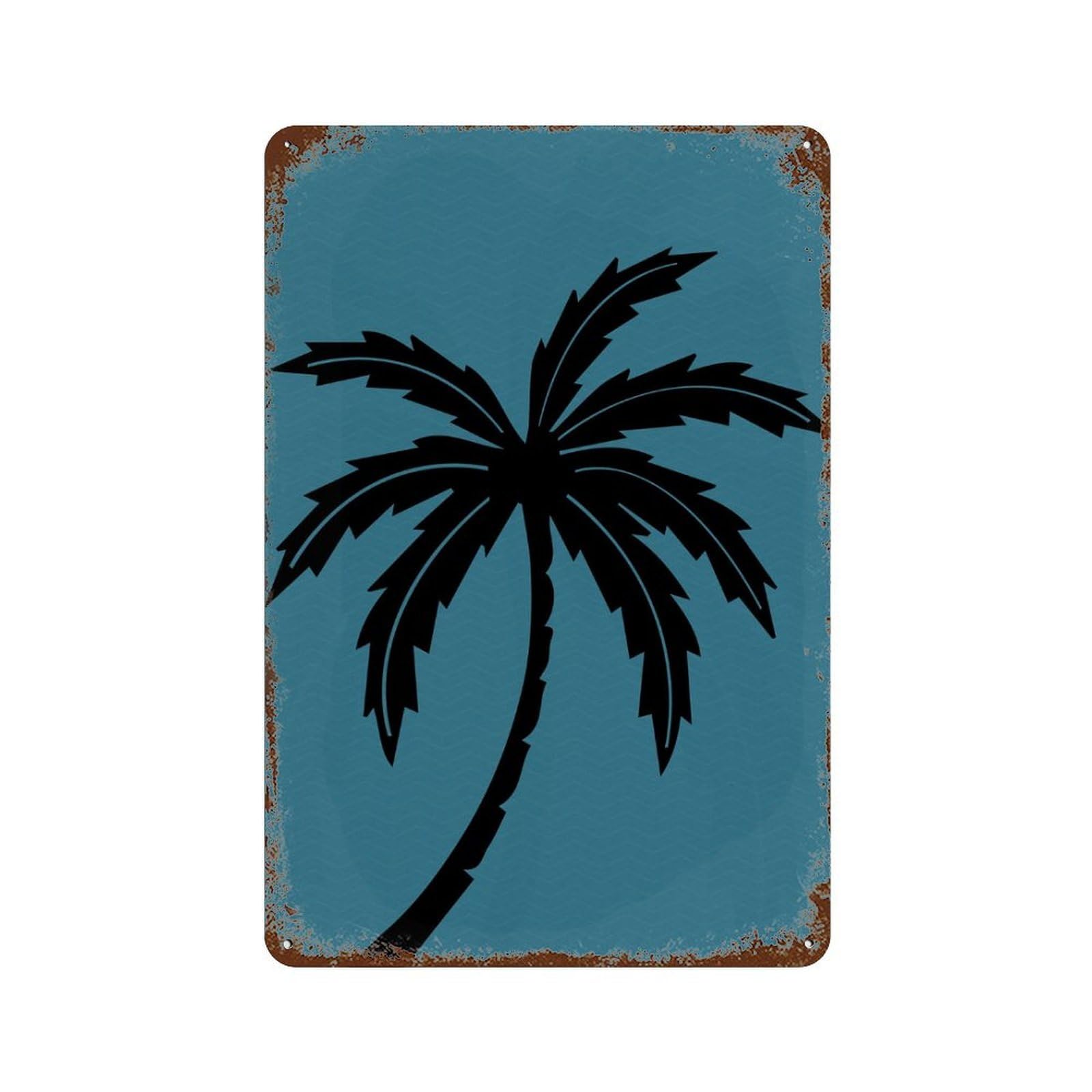Rust Effect Coconut Background Decorative Tin Sign 11.8"x7.9", Classic Wall Plaque for Pub, Kitchen And Man Cave Decor