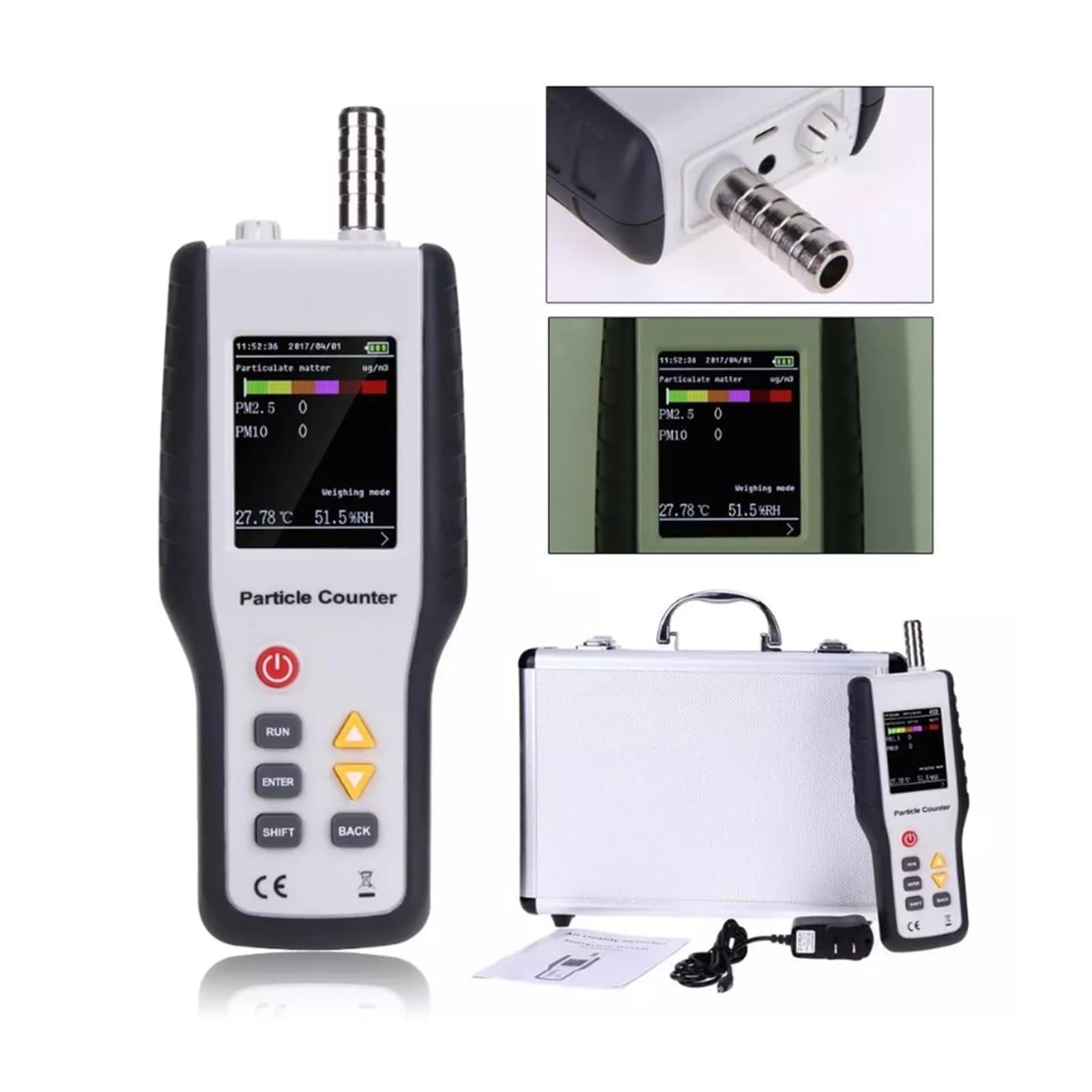 Detector de Gas, Tamaño de partículas Seis Canales 0,3,5, 1, PM2. PM10 Detector Contador Polvo Monitor Calidad del Aire para el Trabajo y el hogar
