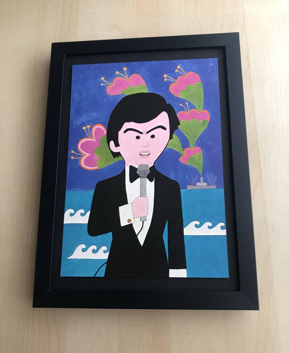PK額装品 和田誠 映画 レオン A3額入 ポスター風 ジャンレノ イラスト A4黒額縁付】和田誠 LEON レオン ジャンレノ イラスト アート