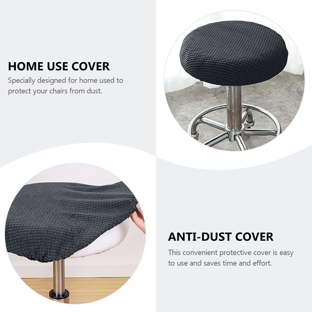 Sewroro Round Stool Seat Covers Elastic Slipcover for 12 Inch Chairs Polyester Chair Cover Protective Round Cushion Cover for Dining Room Kitchen Living Room