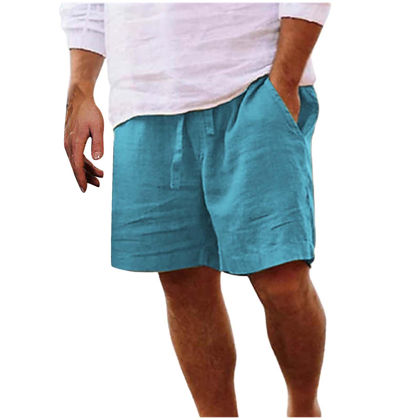 Baggy Homme Pantalon Homme En Lin Lâche - Short Bermudas 3/4 - Taille Élastique Avec Cordon - Respirant Et Léger Bermuda Blanc Homme