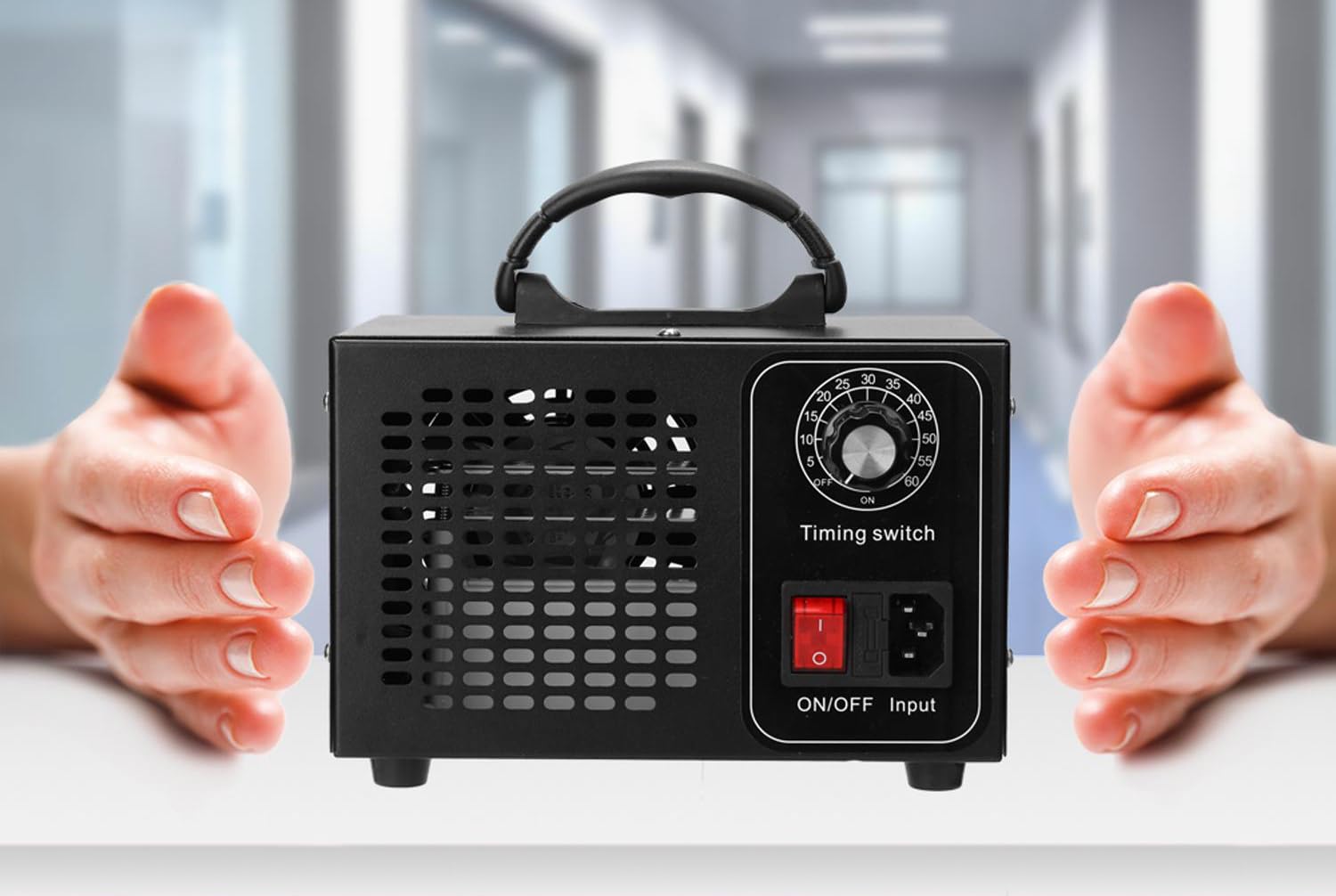 LTC Generator ozonu LXU233 – Timer - usuwa nieprzyjemne zapachy – wbudowany wentylator – moc 200 W – zasilanie 230 V AC/50 Hz – moc ozonowa 60000 mg/h – 200 x 135 x 135 mm