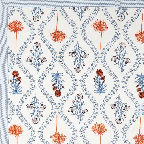 Image of BLOCKS OF INDIA 200TC Diwan Set Cotton 8 Piece | Deewan Printed Bedsheet Sets for Living Room Hall (Set of 8 Piece, 1-Bed Sheet | 2-Bolster Cover | 5-Cushion Cover (Color 51)
