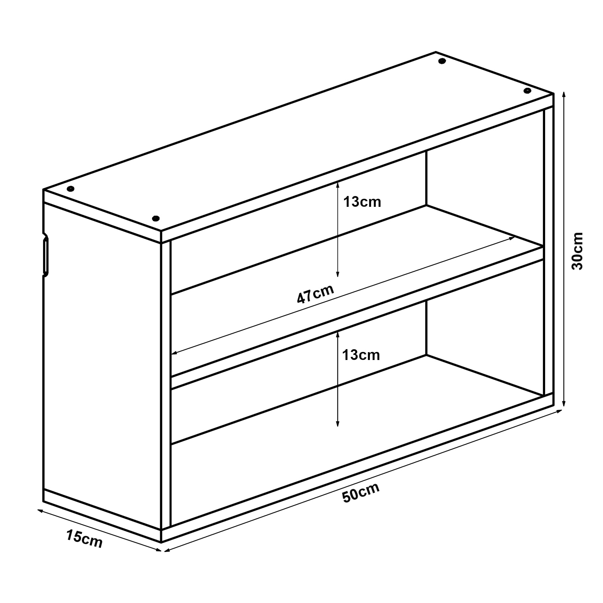 [en.casa] Scaffale da Parete Libreria Sospesa Scaffale Pensile con 2 Scomparti Mensola Rettangolare da Muro in Bambù 50 x 15 x 30 cm Naturale