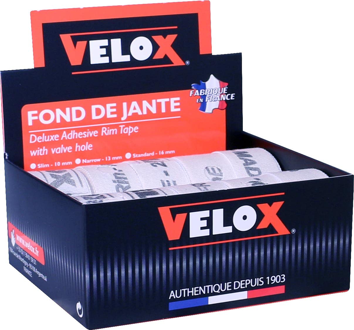 Velox Deluxe Cotton Rim Tape, 22mm (Box of 10), White — image 1