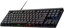 Logitech G Teclado para jogos de baixo perfil com fio 515 TKL, RGB totalmente personalizável, teclas PBT de tiro duplo, interruptores táteis/marrons - preto