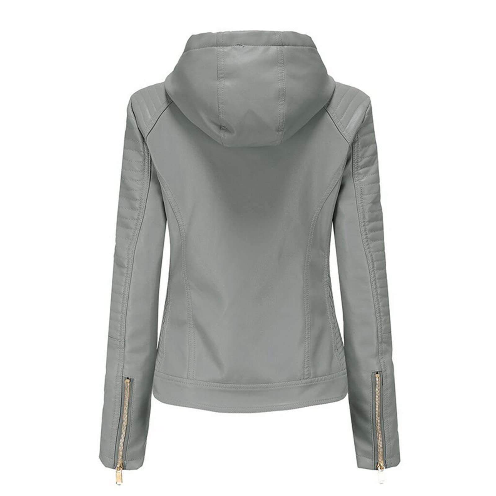 Chaqueta con capucha de coral con solapa y cremallera para motorista