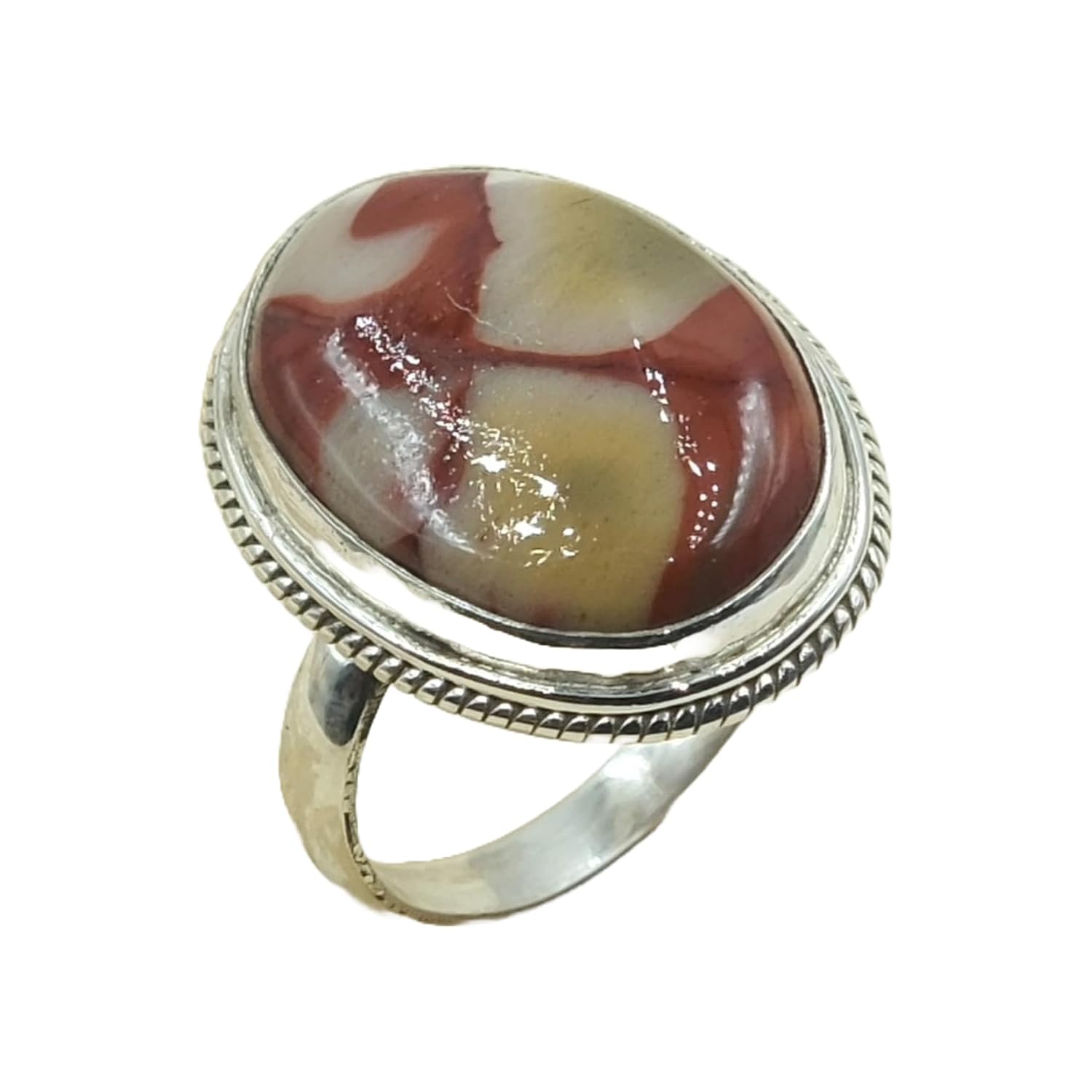 Natural Top Quality Mookaite Jasper Gemstone Pure 925 Sterling Silver Handmade Design Statement Ring Jewelry Gift for Wife Girlfriend