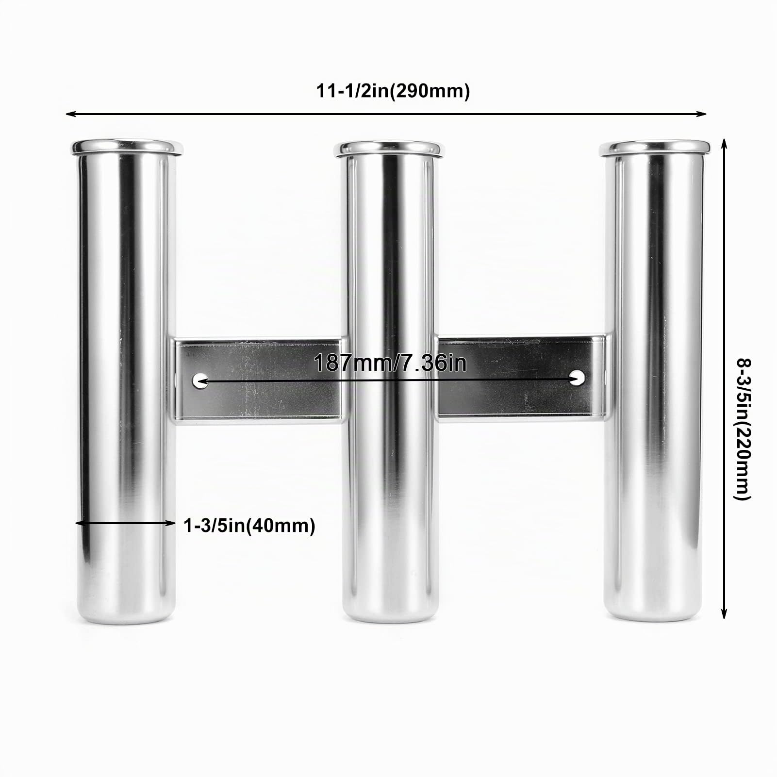 aqxreight PORTACANNA DA PESCA IN ACCIAIO INOX A 3 TUBI ACCESSORIO MARINO PER BARCA YACHT, aqxreight8h05e3unsg