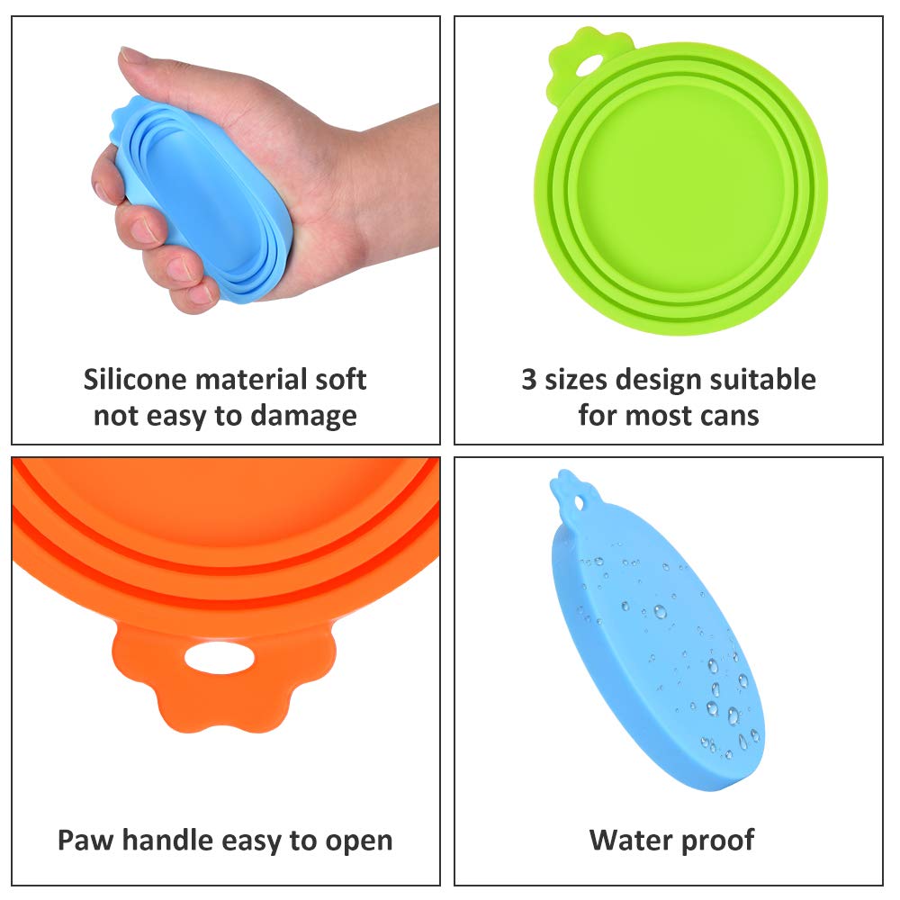 Queta Confezione da 6 coperchi per alimenti per animali. Coperchio in silicone, tappo elastico in scatola per lattine.