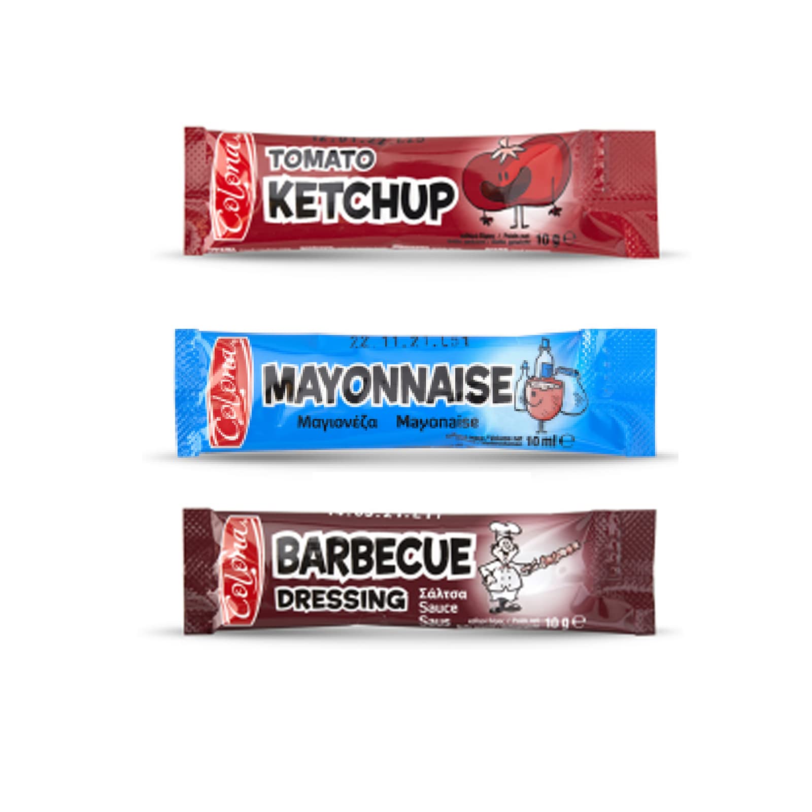 Salse Assortite Colona Maionese, Ketchup e Barbecue BBQ Sauce 60 Bustine