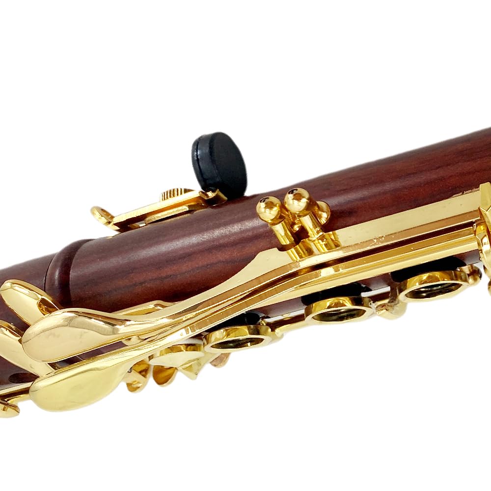 Yinfente Rosewood Clarinete Gold Plated Keys Bb flat Clarinet for Beginner Students with 2 Barrels Hard Case Cleaning Kit Mouthpice Cork Grease Gloves Reeds Professional & Intermediate Clarinet