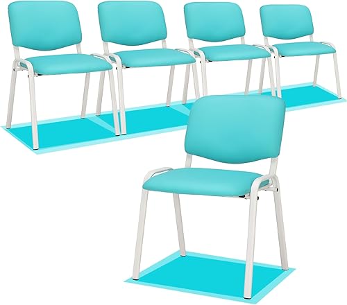 VINGLI Sillas azules para sala de espera, paquete de 5 sillas de iglesia de poliuretano apilables para conferencias, oficina, invitados y recepción,
