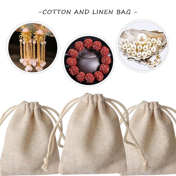 Image of DEERA Jute Drawstring Gift Bag - Beige - 16x20cm - Eco-Friendly Reusable Pouch - Pack of 10