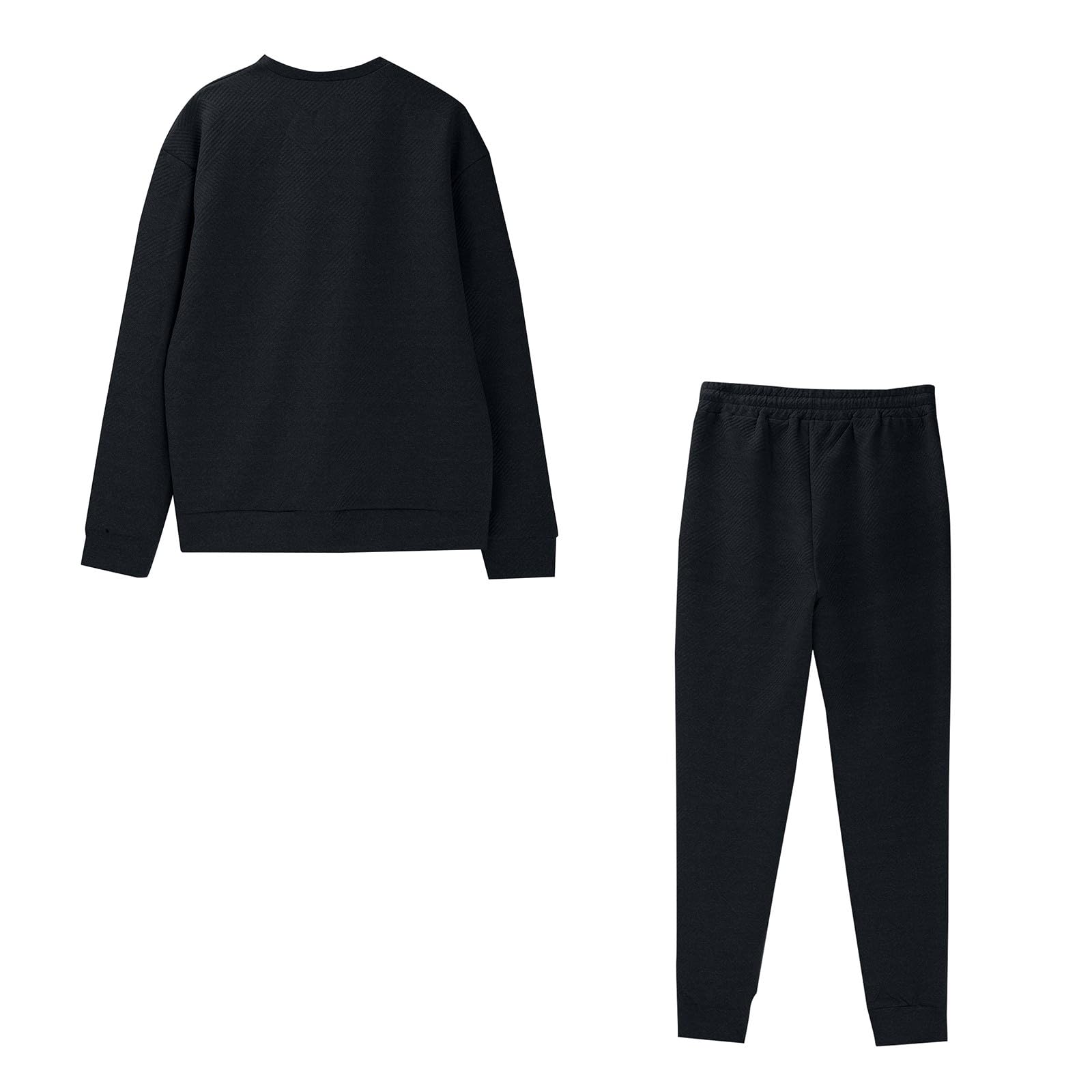 Conjunto de chándal de ajuste holgado para hombre, conjunto completo de dos piezas, color liso, cuello redondo, sudadera casual y pantalones deportivos con bolsillos para uso diario casual y