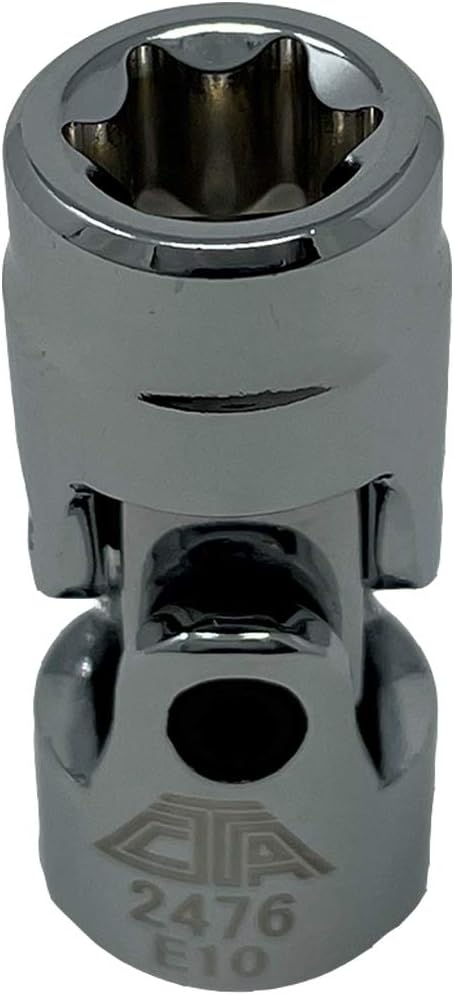CTA Tools 2476 E10 Star Socket with U-Joint: Low-Profile 1/4" Drive E-Torx Socket, Compatible with BMW & Mercedes-Benz, Hard-to-Reach Fasteners