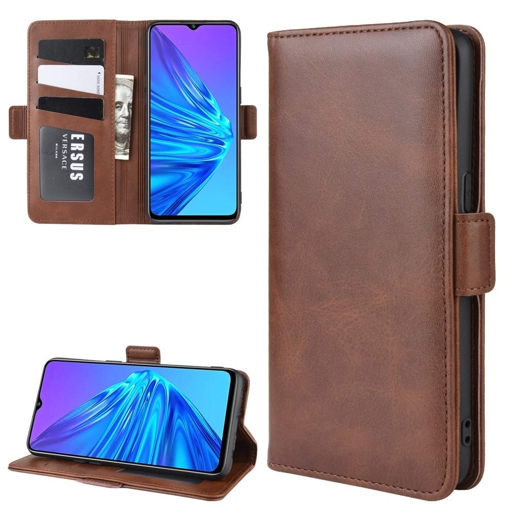 LIYONG Phone Case Cover for Oppo Realme 5 Wallet Stand Leather Cell Phone Case with Wallet & Holder & Card Slots(Black) Bags Sleeves (Color : Brown)