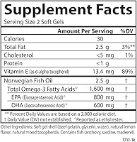 Vista 4 de Carlson Labs Wild Caught Elite Omega-3, 1600 mg, Omega 3s, cápsulas blandas, 90