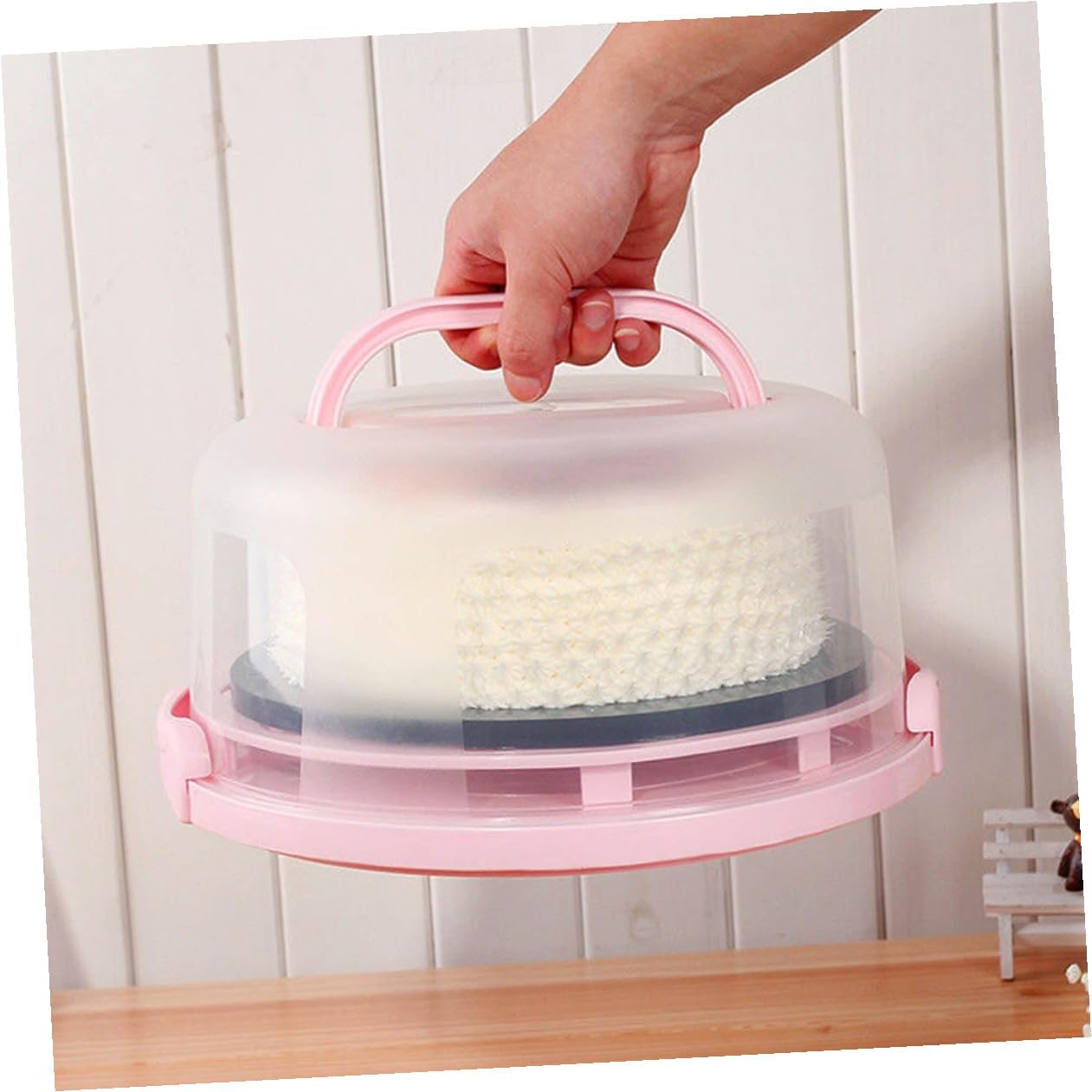 Portable Cake Carrier with Lid and Handle Round Cake Packaging Box Muffins Pies Washable Bakery Packing Container for Picnics Parties and Safe Storage