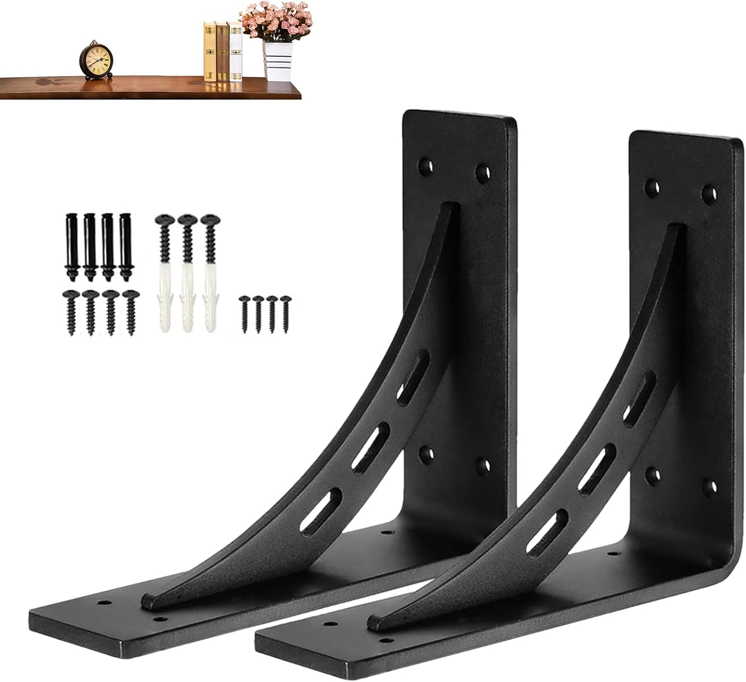 Shelf Brackets, 2 Pieces Heavy Duty Mounting Brackets | Metal Shelves - For Kitchen Garage Indoor Outdoor Home Farm
