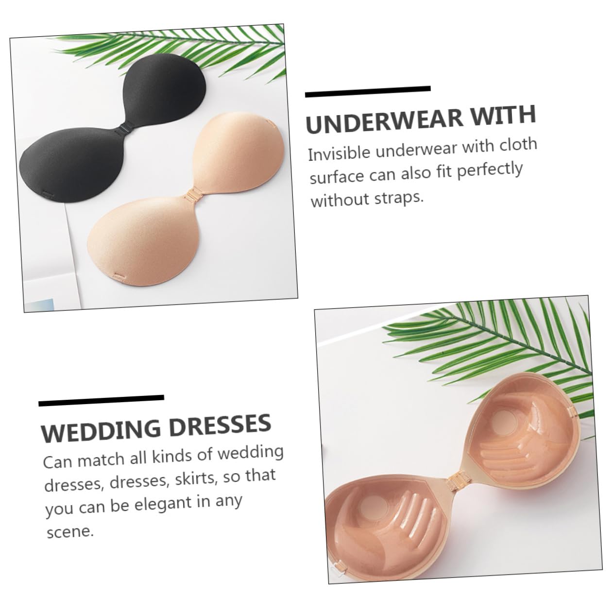 LIFKOME 3 Juegos 2 Piezas Pegatinas de wedding dress seamless bra sujetador sin tirantes sujetador adhesivo invisible sujetador de para el vestido sujetador de
