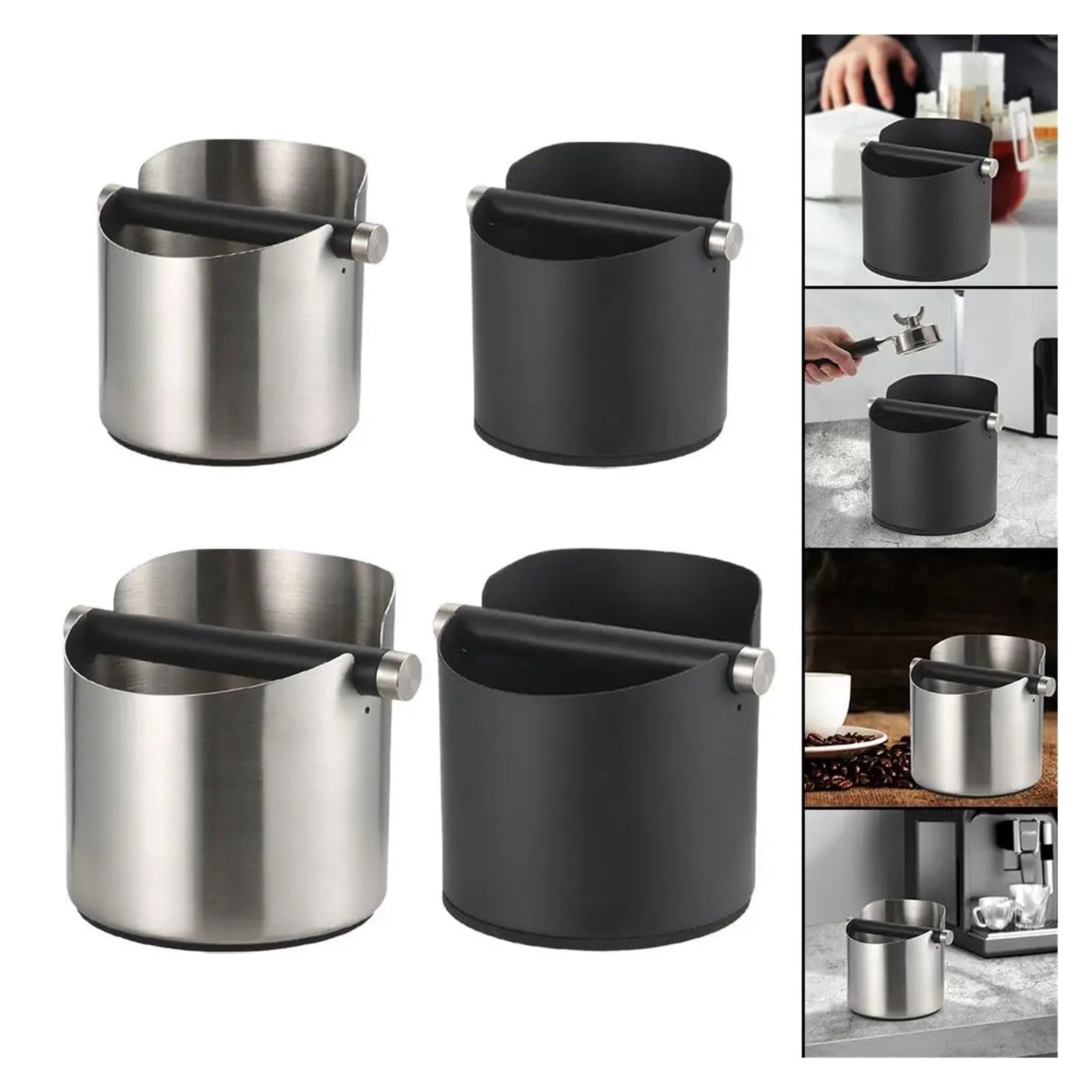 Coffee Knock Box Style Espresso Dump Bin Espresso Puck Smaltimento for La Casa Cucina Ufficio Accessori for Macchine Da Caffè Strumenti(Silver S)
