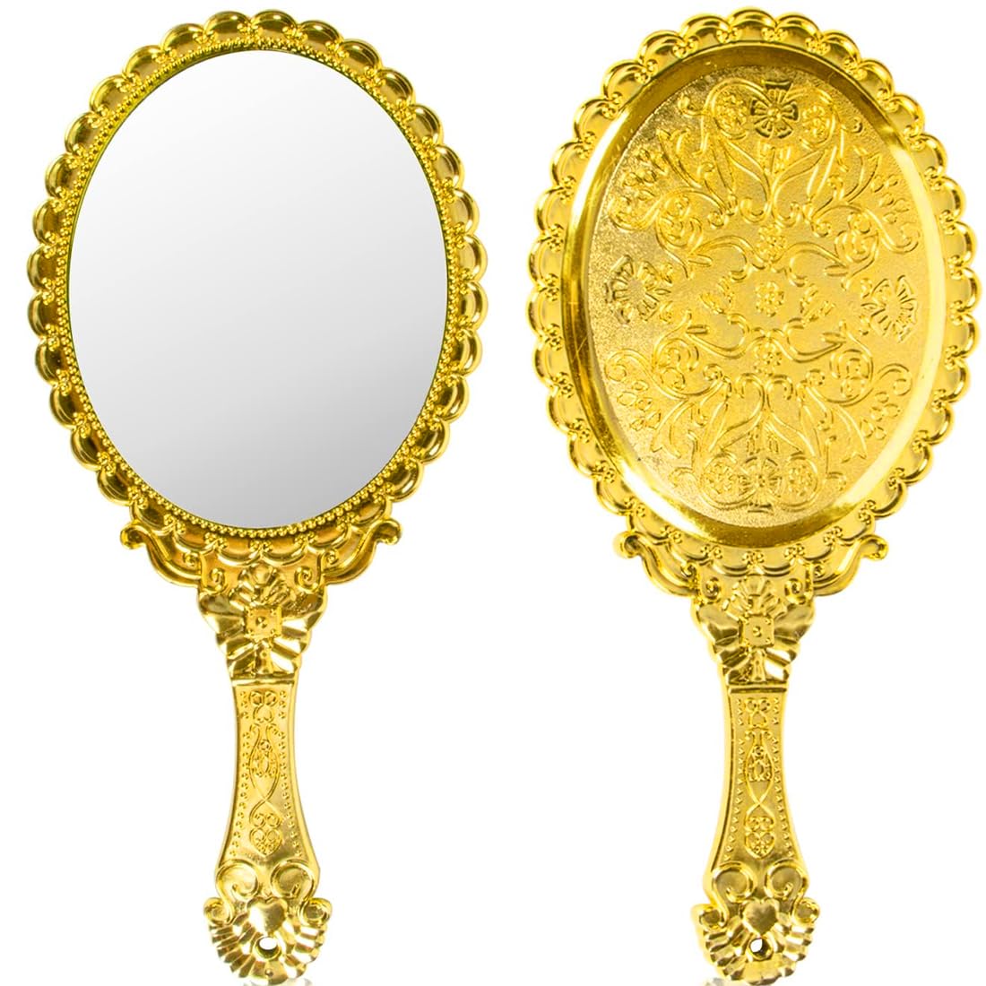 Specchio Vintage Oro Portatile Con Manico a Mano