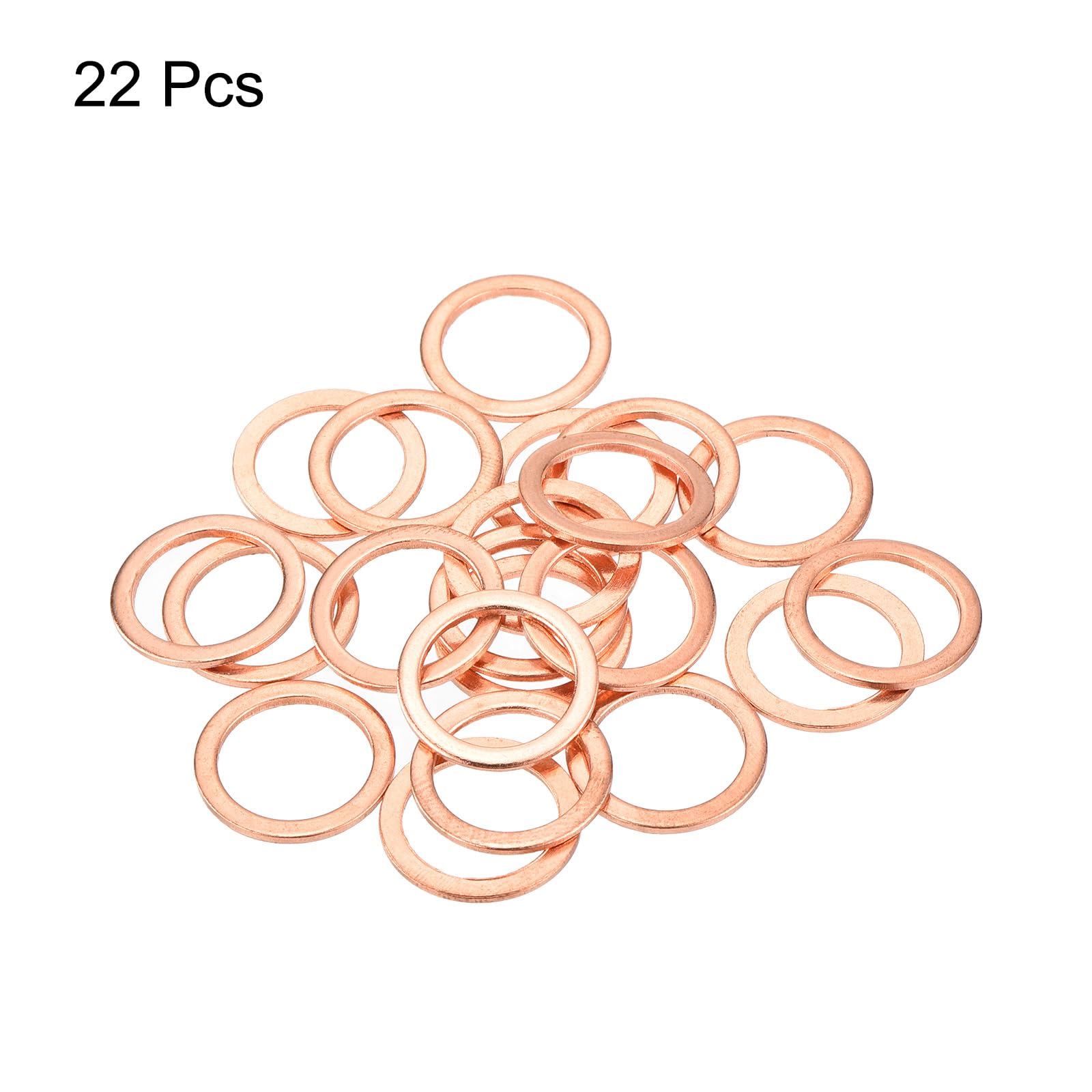 QUARKZMAN 22 sztuki płaskich uszczelek miedzianych, 12 x 16 x 1 mm, miedź, ulepszone, płaskie, metryczne uszczelki uszczelniające do armatury hydraulicznej, śruby, nakrętki, naprawy elektroniki