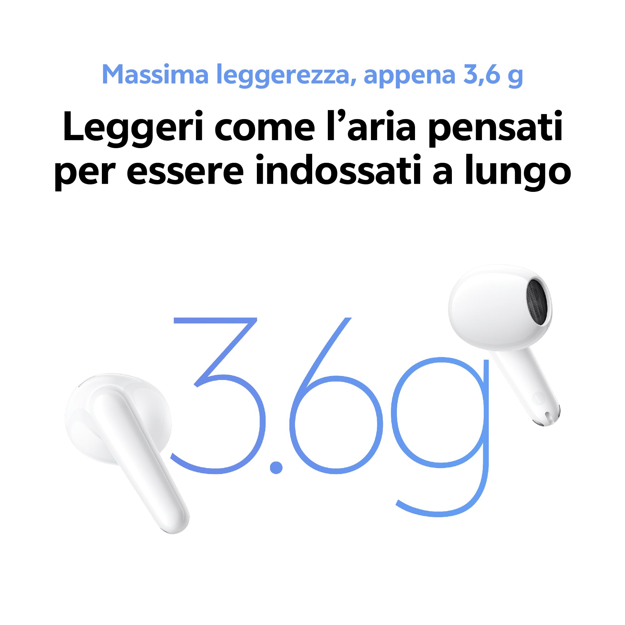 vivo Buds Air3, Auricolari Wireless, fino a 50 Ore di Batteria, Leggerezza 3,6g, Bassa Latenza nel Gaming (88 ms), Doppia Connessione a più Dispositivi, Riduzione del Rumore nelle Chiamate con AI