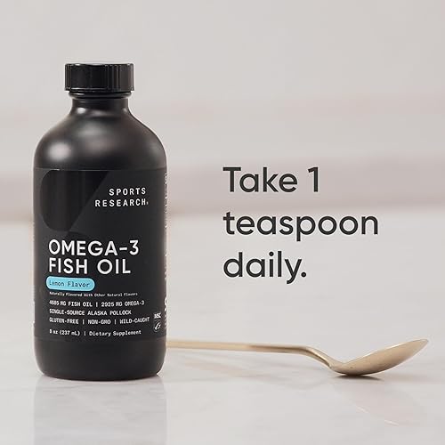 Miniatura 3 de Sports Research Aceite de pescado omega-3, sabor a limón, 8 onzas, 4685 mg de aceite de pescado de abadejo de Alaska capturado en la naturaleza por