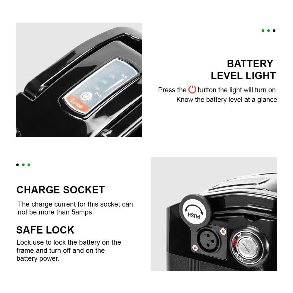 YASCO 36 V 15 Ah Ebike batteria al litio rimovibile con caricatore, kit di conversione della batteria della bici elettrica di grande capacità con protezione