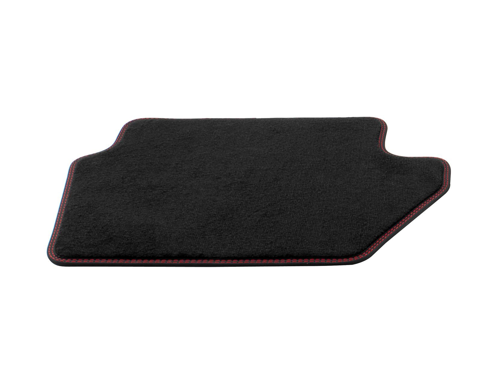 Original Ford Fiesta 2017-Aktuell und Ford Puma 2019-Aktuell Velours-Teppichfußmatten für hinten, schwarz mit roter Naht
