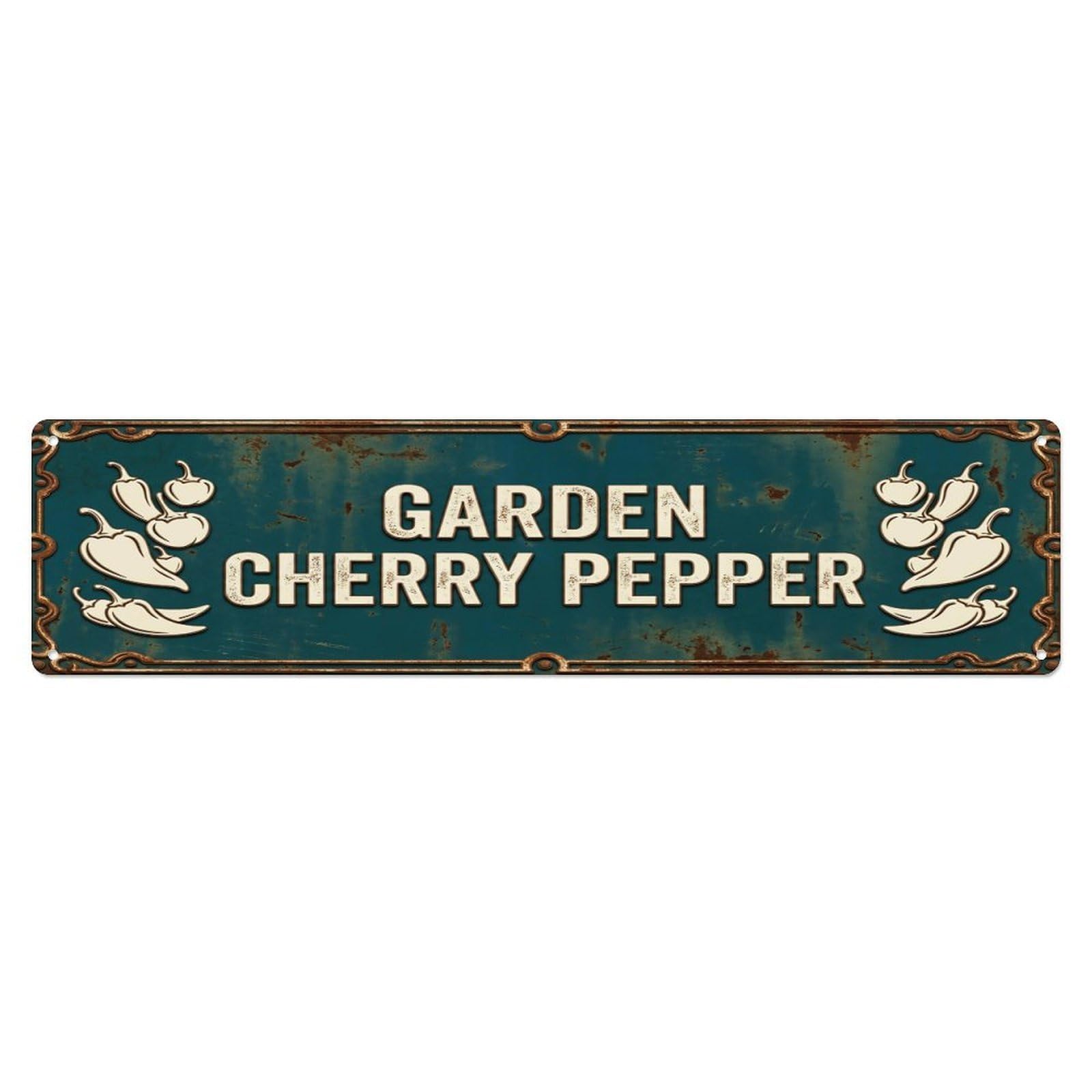 GARDEN CHERRY PEPPER Vintage Pepper Rustic Farmhouse Metal Tin Sign