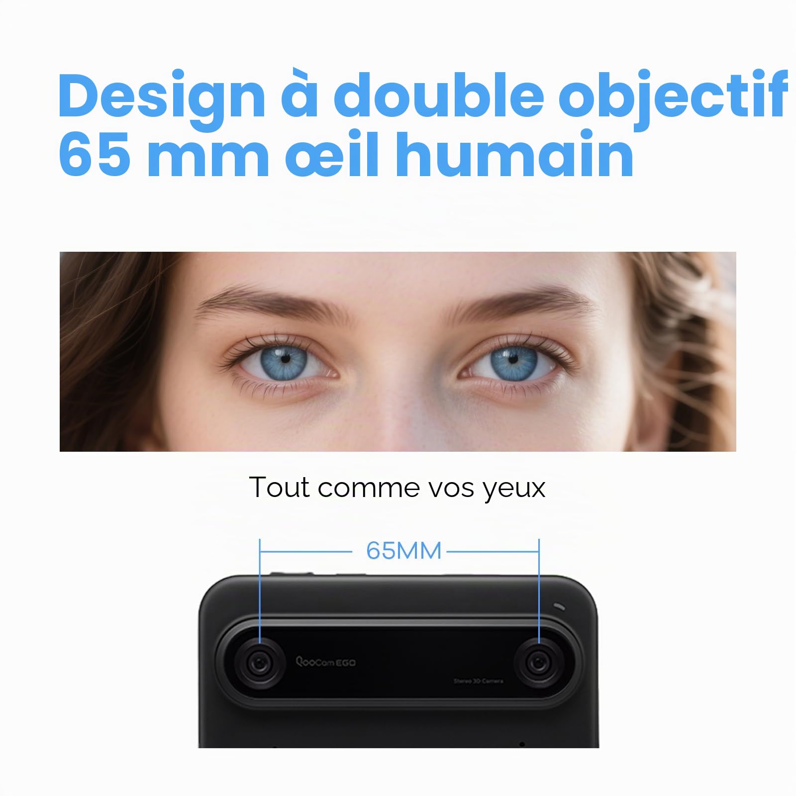 KanDao QooCam Ego - Caméra d'action 3D, vidéo 4K 60fps, caméra VR stéréoscopique, Outil de création de Contenu pour Casques VR et Lunettes AR, Appareil Photo Uniquement.