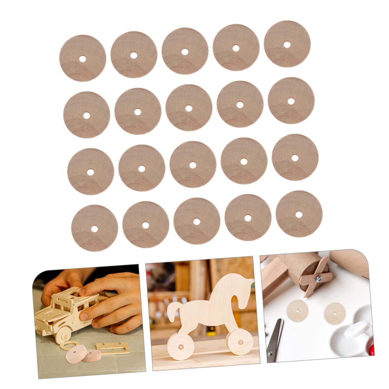 30 Pièces Roues en Bois Rondes Petites Jouet Accessoires Bricolage