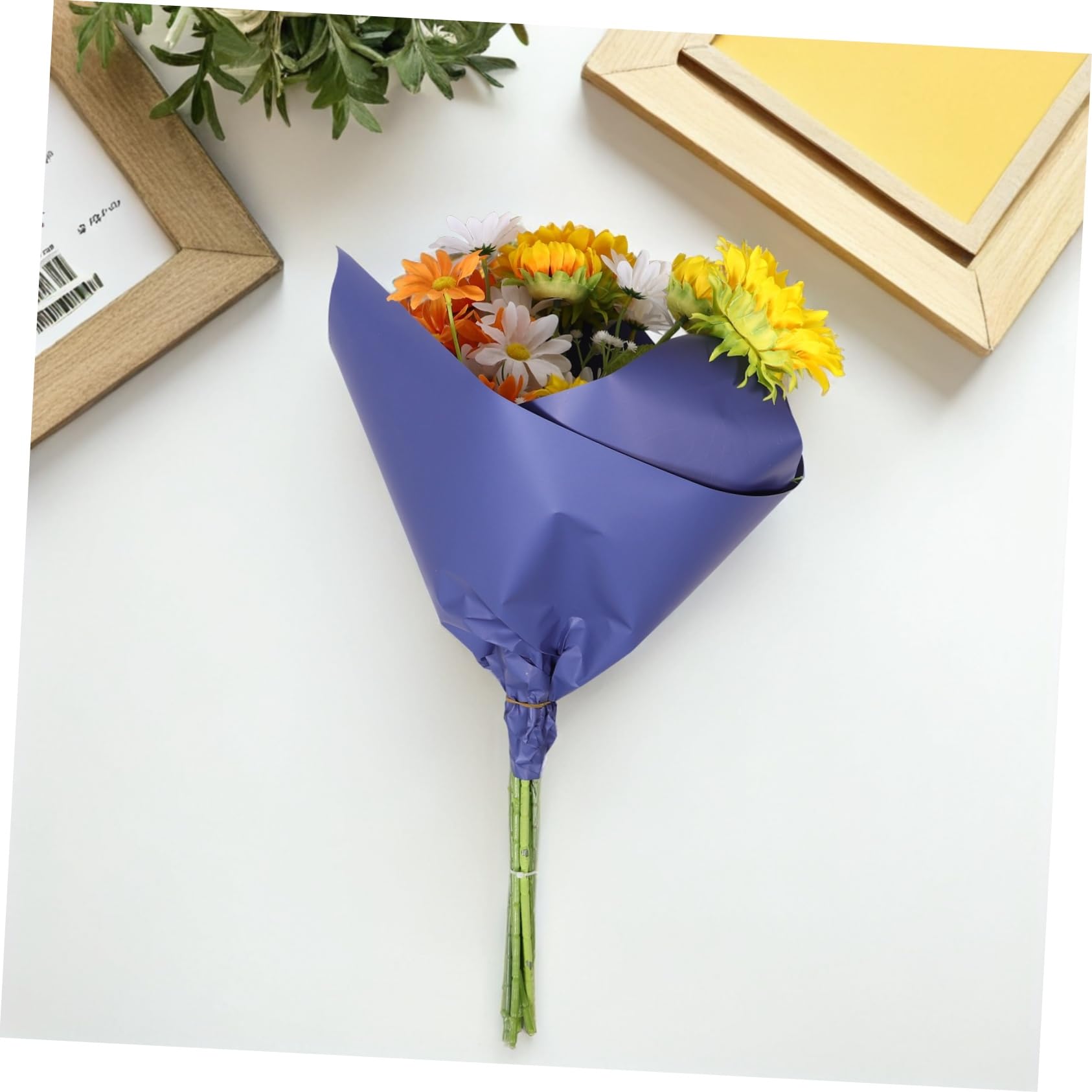 DIYEAH Papel Floral Doble Cara Azul y Blanco para Envolver Ramos de Flores, 80 Hojas, Adecuado para Regalos y Celebraciones